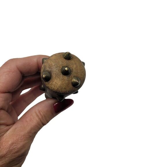 Vtg 1970s Wooden Mortar &‎ Pestle Spike Studded Primitive Medieval Renaissance - Picture 11 of 16